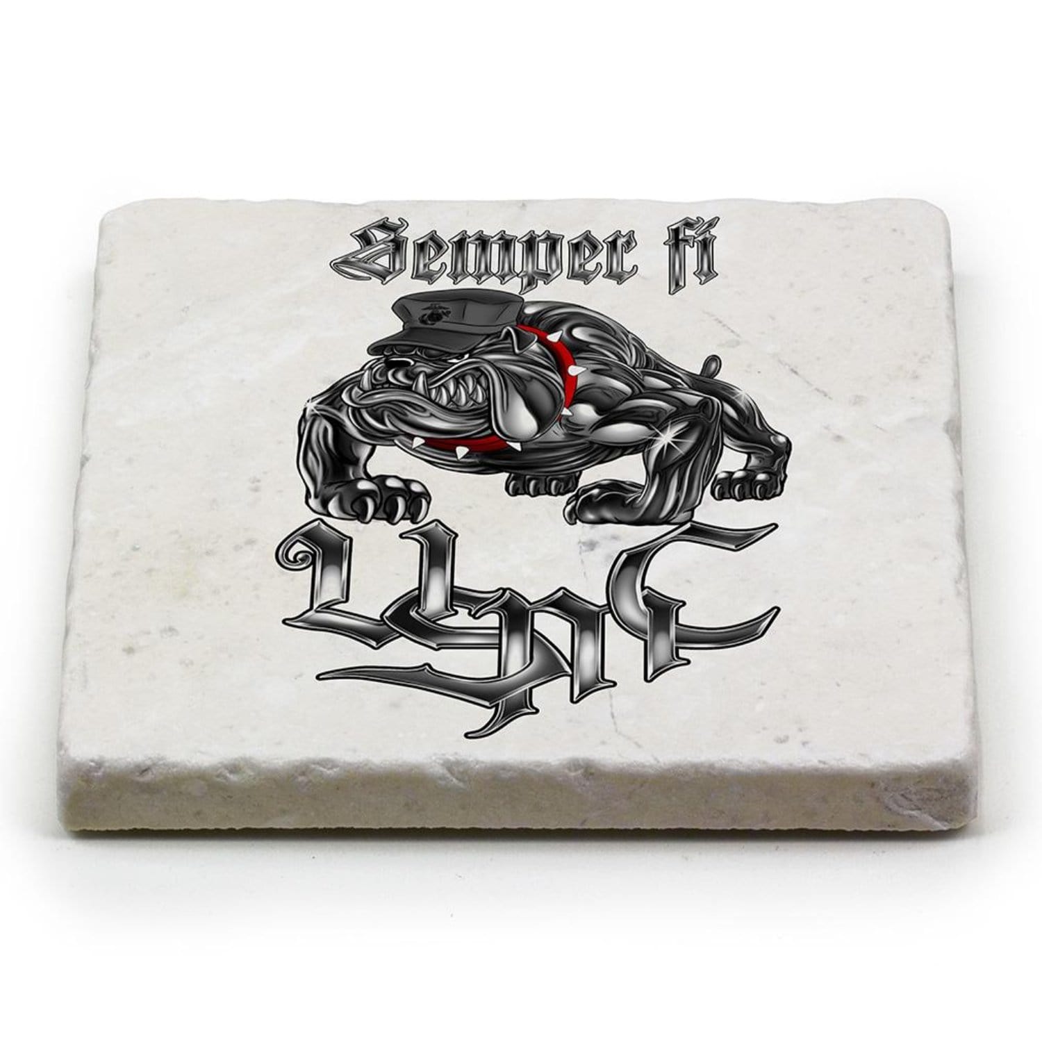 Semper Fi Chrome Dog Marine Corps Coaster Ivory
