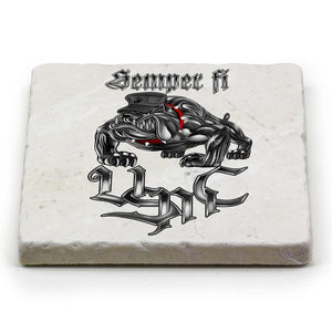 More Picture, Semper Fi Chrome Dog Marine Corps Coaster Ivory