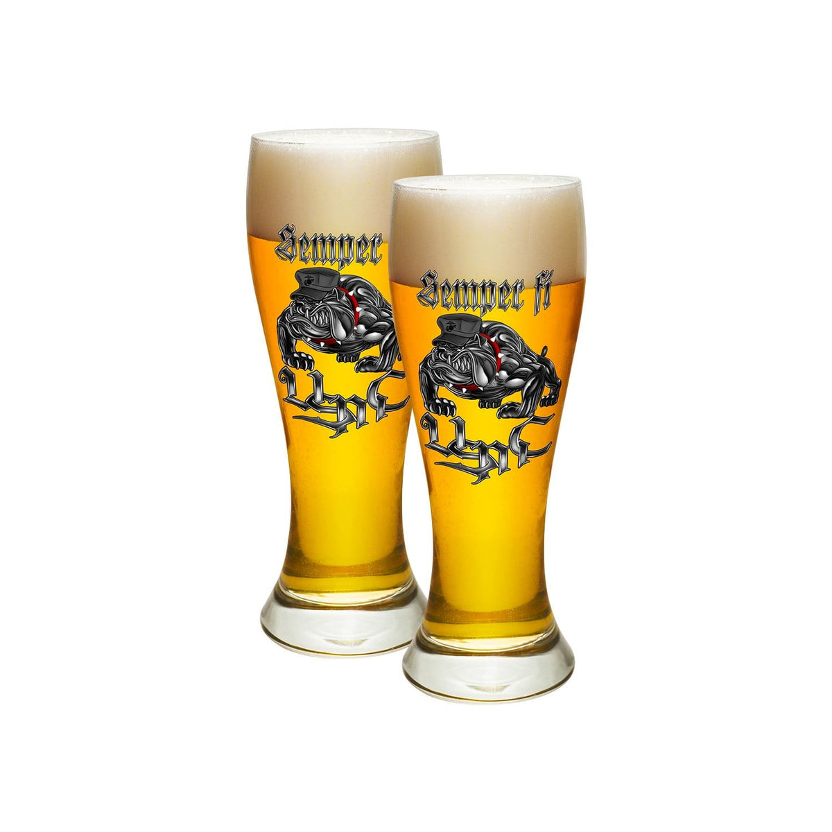 Semper Fi Chrome Dog Marine Corps Pilsner Glass