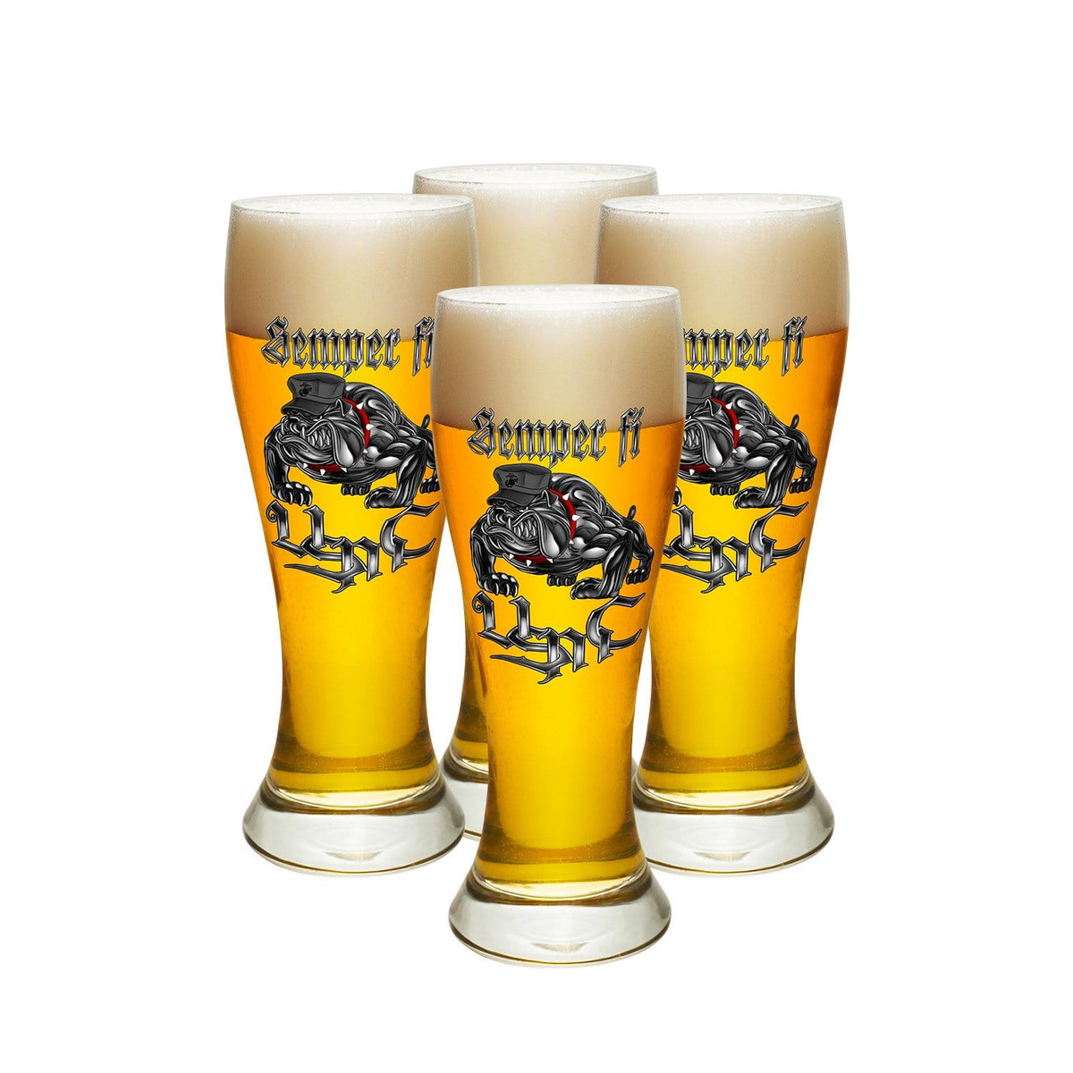 Semper Fi Chrome Dog Marine Corps Pilsner Glass
