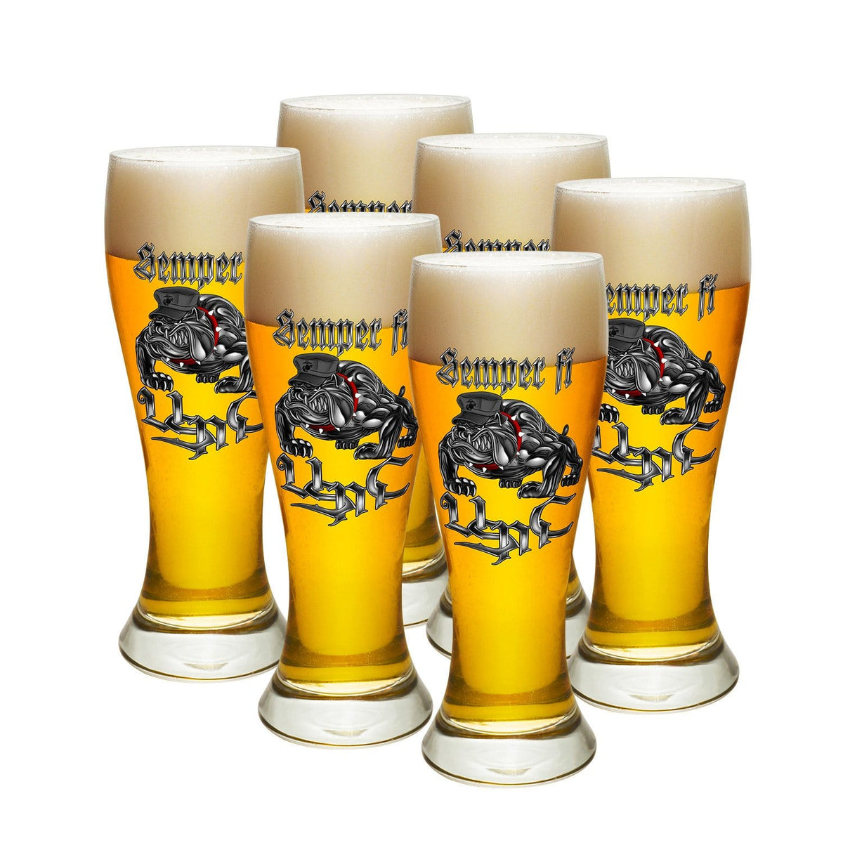 Semper Fi Chrome Dog Marine Corps Pilsner Glass