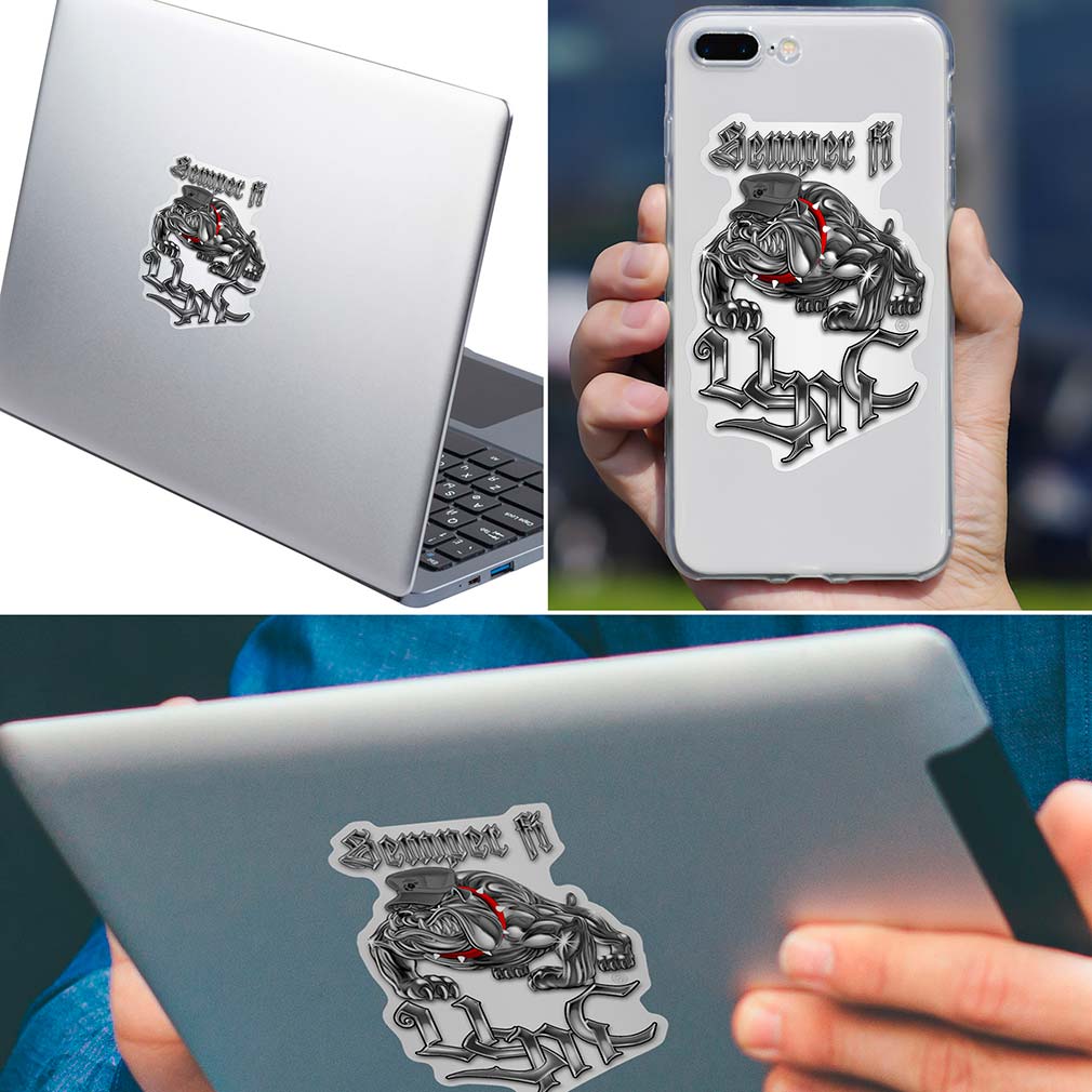 Semper Fi Chrome Dog Marine Corps Reflective Decal