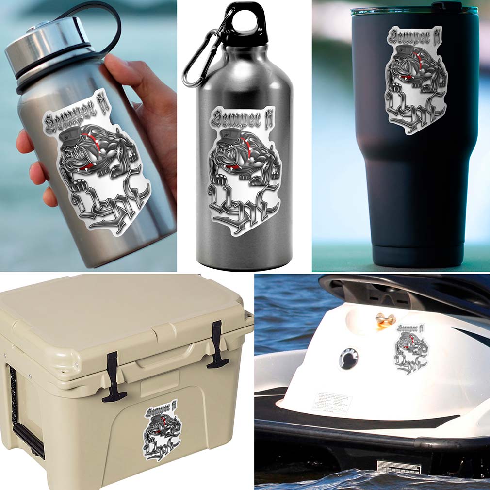 Semper Fi Chrome Dog Marine Corps Reflective Decal