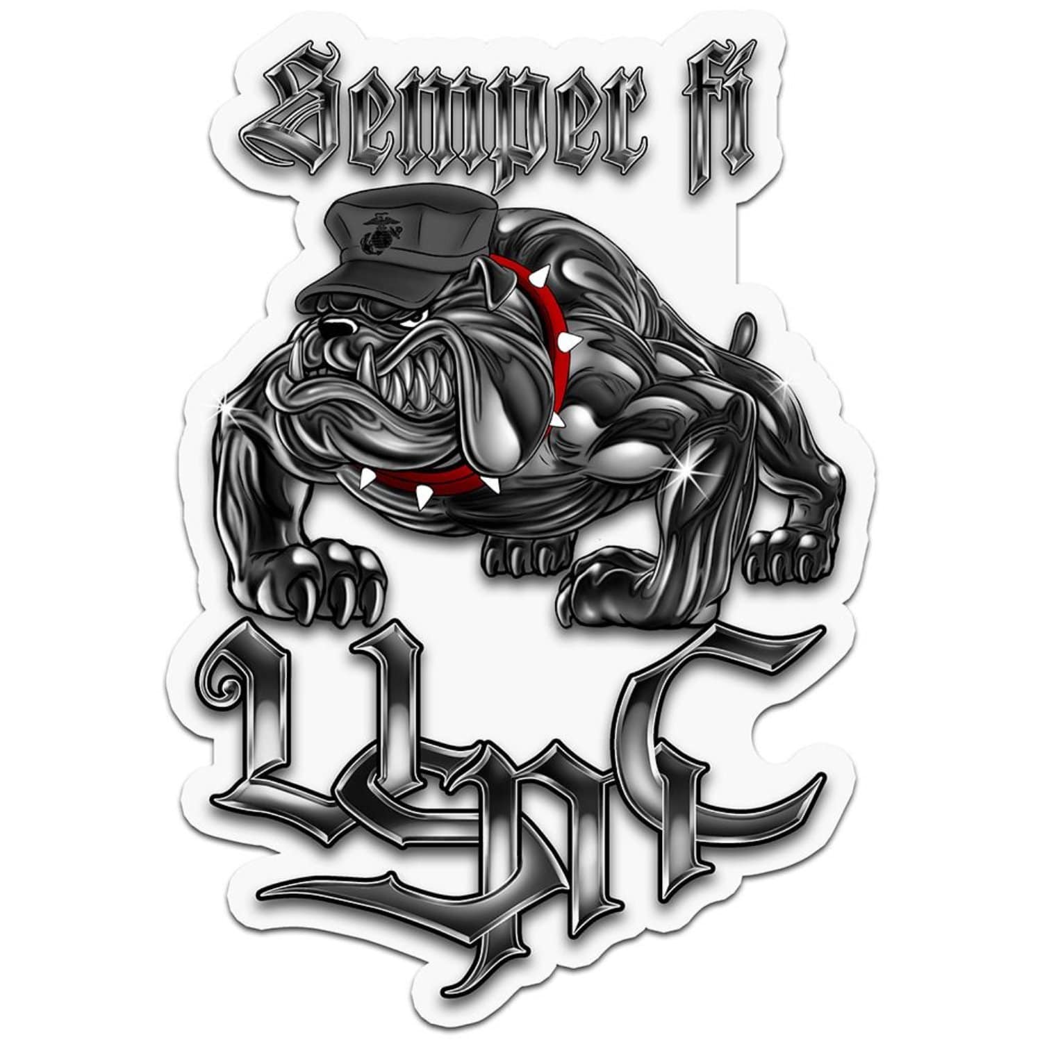 Semper Fi Chrome Dog Marine Corps Reflective Decal
