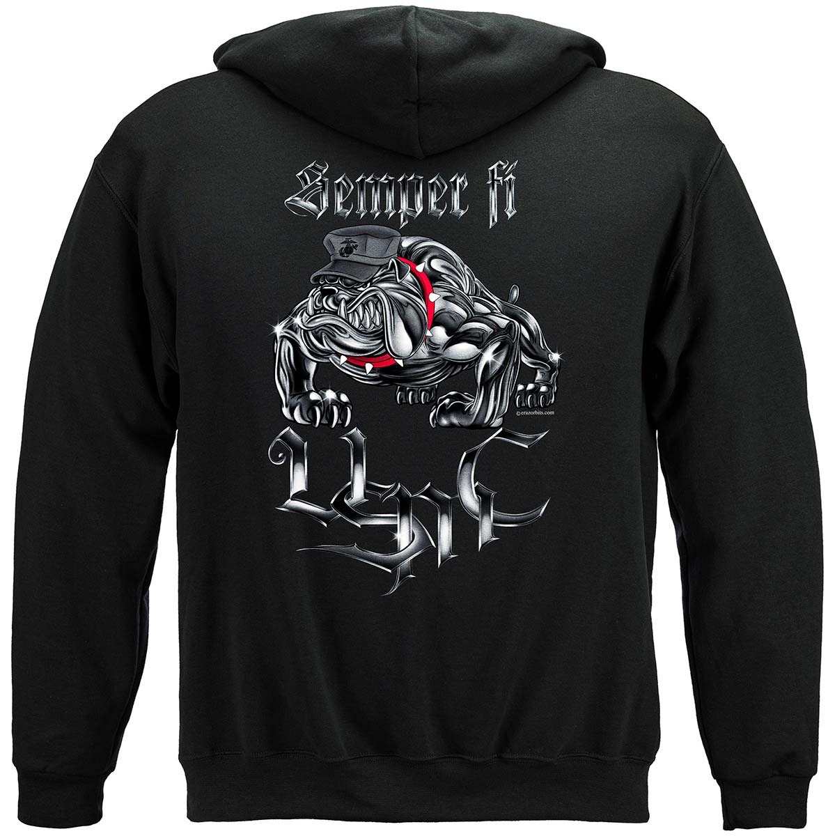Semper Fi Chrome Dog Marine Corps Premium Hooded Sweat Shirt