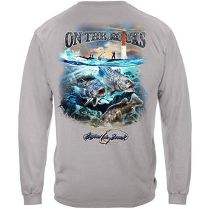 More Picture, On the Rocks Striped Bass Sea Bass Black Fish Premium Long Sleeves