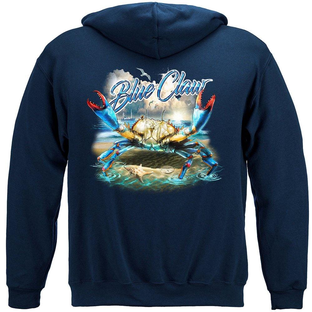 Blue Claw Crab In Your Face Premium Hooded Sweat Shirt