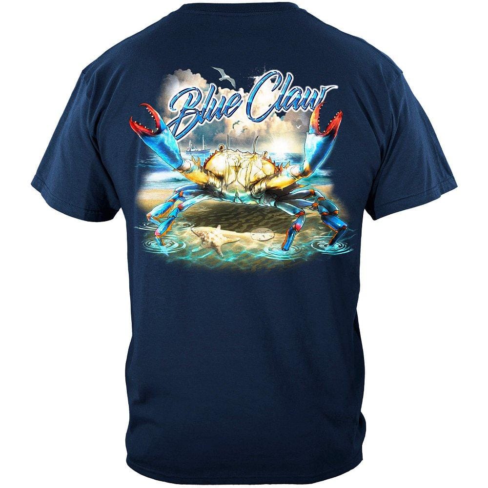 Blue Claw Crab In Your Face Premium Hooded Sweat Shirt