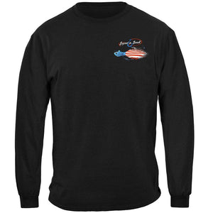 More Picture, Patriotic Striped Bass Premium Hooded Sweat Shirt