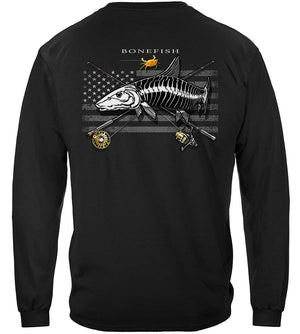 More Picture, Black Flag Patriotic Bone Fish Premium Hooded Sweat Shirt