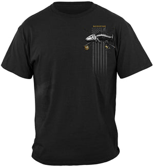 More Picture, Black Flag Patriotic Bone Fish Premium Hooded Sweat Shirt