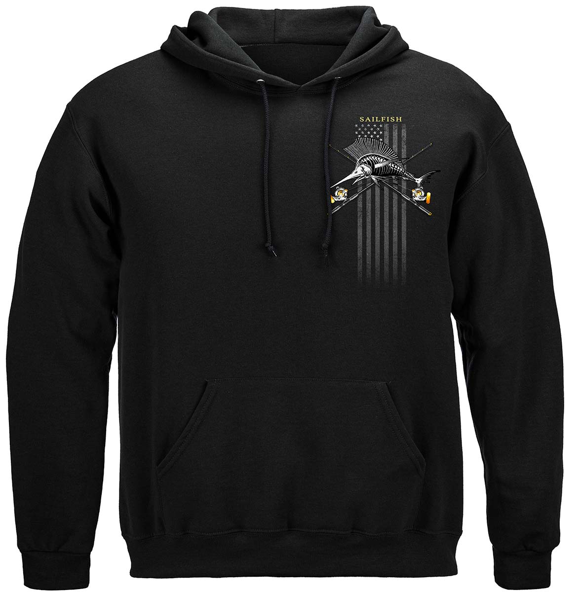 Black Flag Patriotic Sailfish Premium Hooded Sweat Shirt