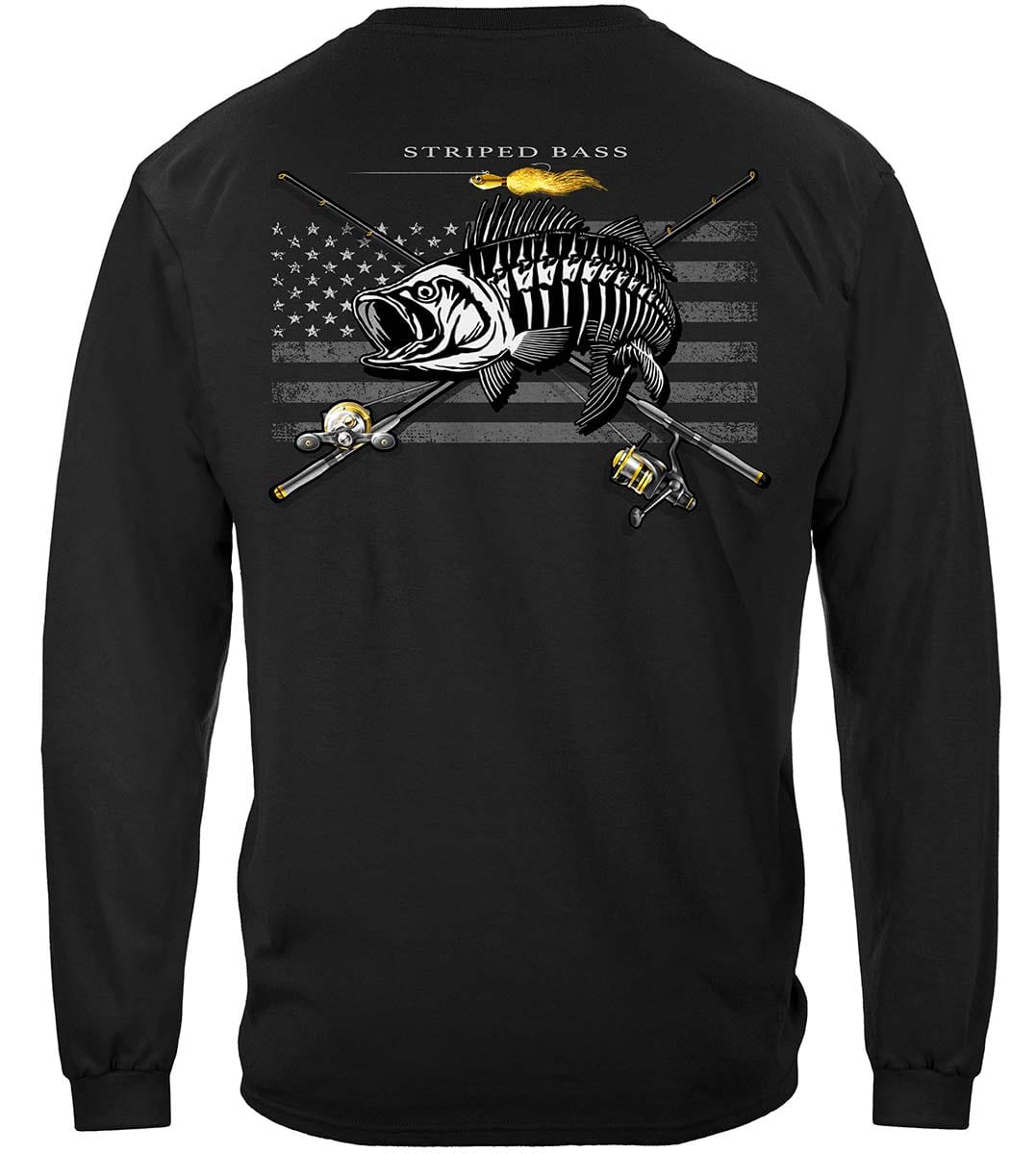 Black Flag Patriotic Striped Bass Premium Hooded Sweat Shirt