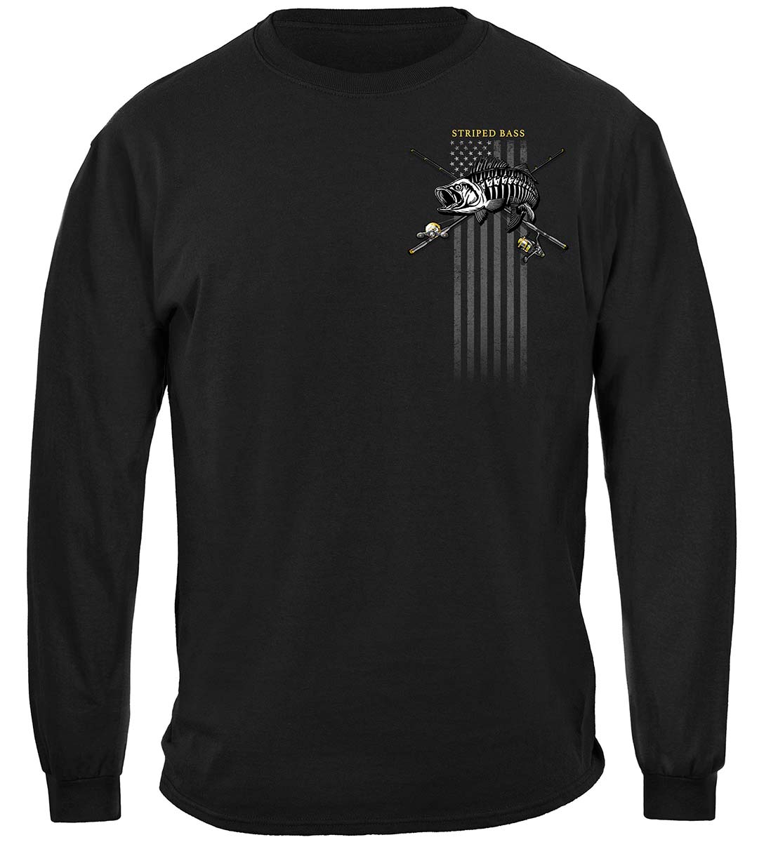 Black Flag Patriotic Striped Bass Premium Hooded Sweat Shirt