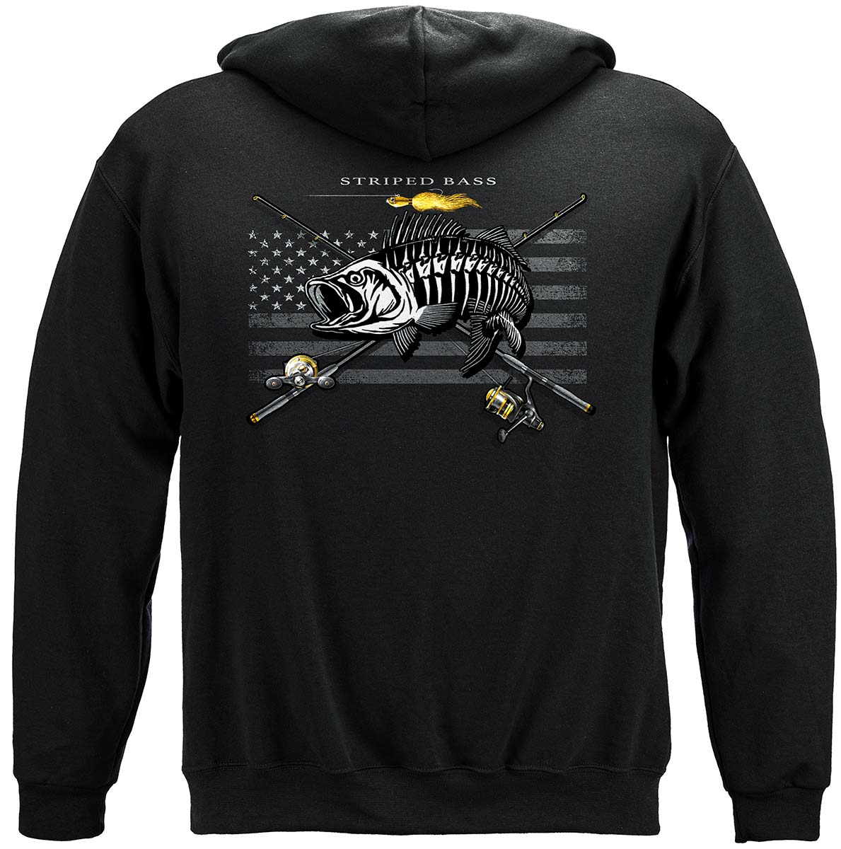 Black Flag Patriotic Striped Bass Premium Hooded Sweat Shirt