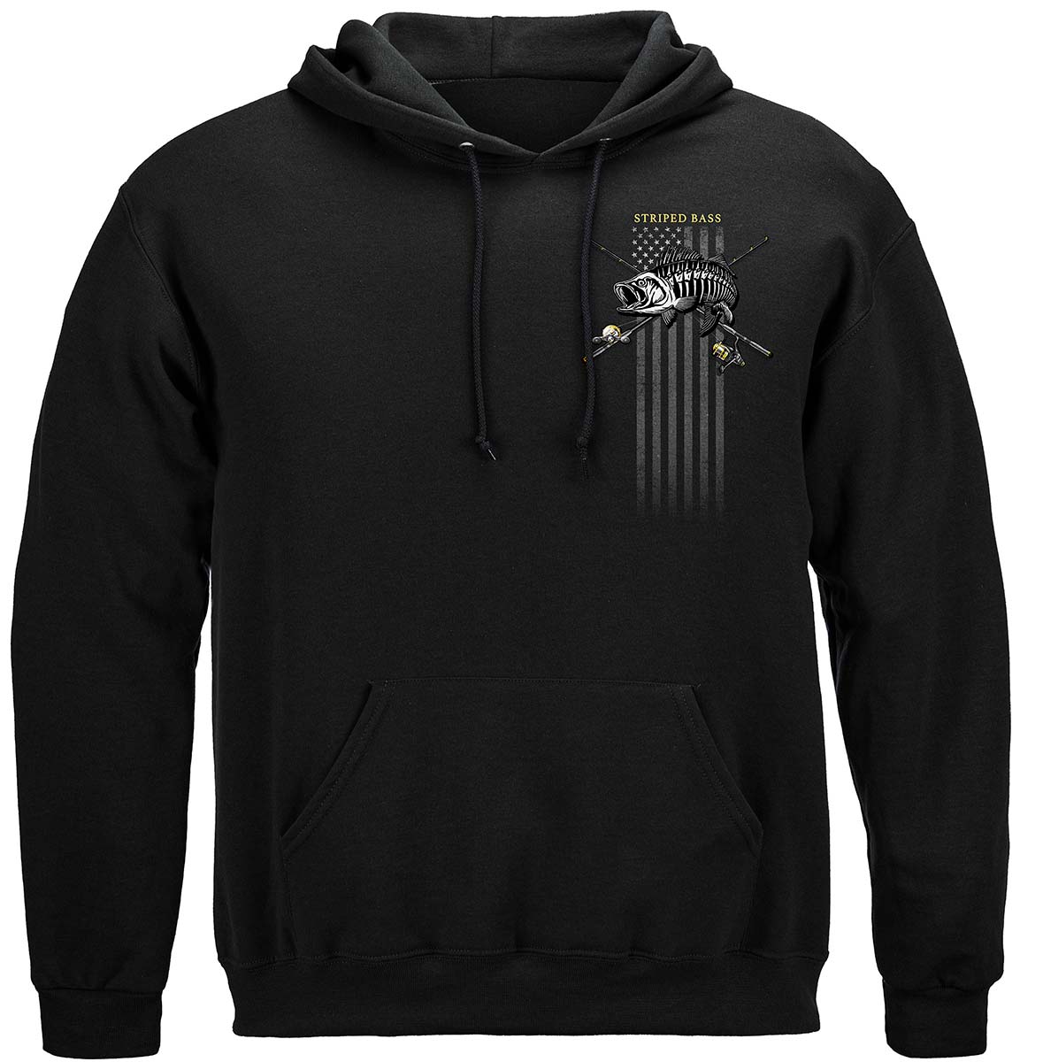 Black Flag Patriotic Striped Bass Premium Hooded Sweat Shirt