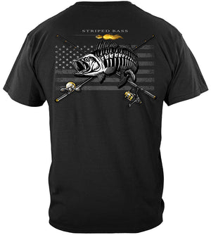 More Picture, Black Flag Patriotic Striped Bass Premium Hooded Sweat Shirt