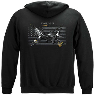 More Picture, Black Flag Patriotic Tarpon Premium Hooded Sweat Shirt