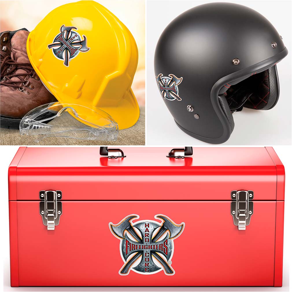 custom firefighter motorcycle helmet Hard Core Firefighter Premium Reflective Decal
