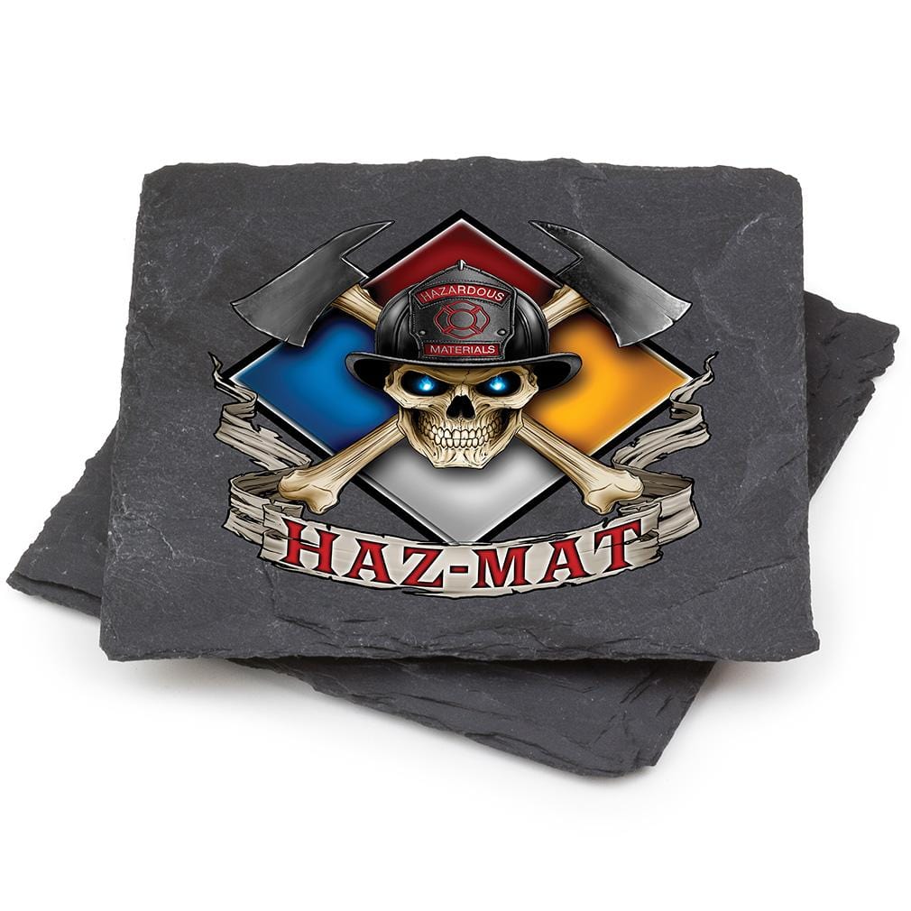 Firefighter Haz Mat Black Slate 4IN x 4IN Coasters Gift Set