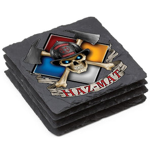More Picture, Firefighter Haz Mat Black Slate 4IN x 4IN Coasters Gift Set
