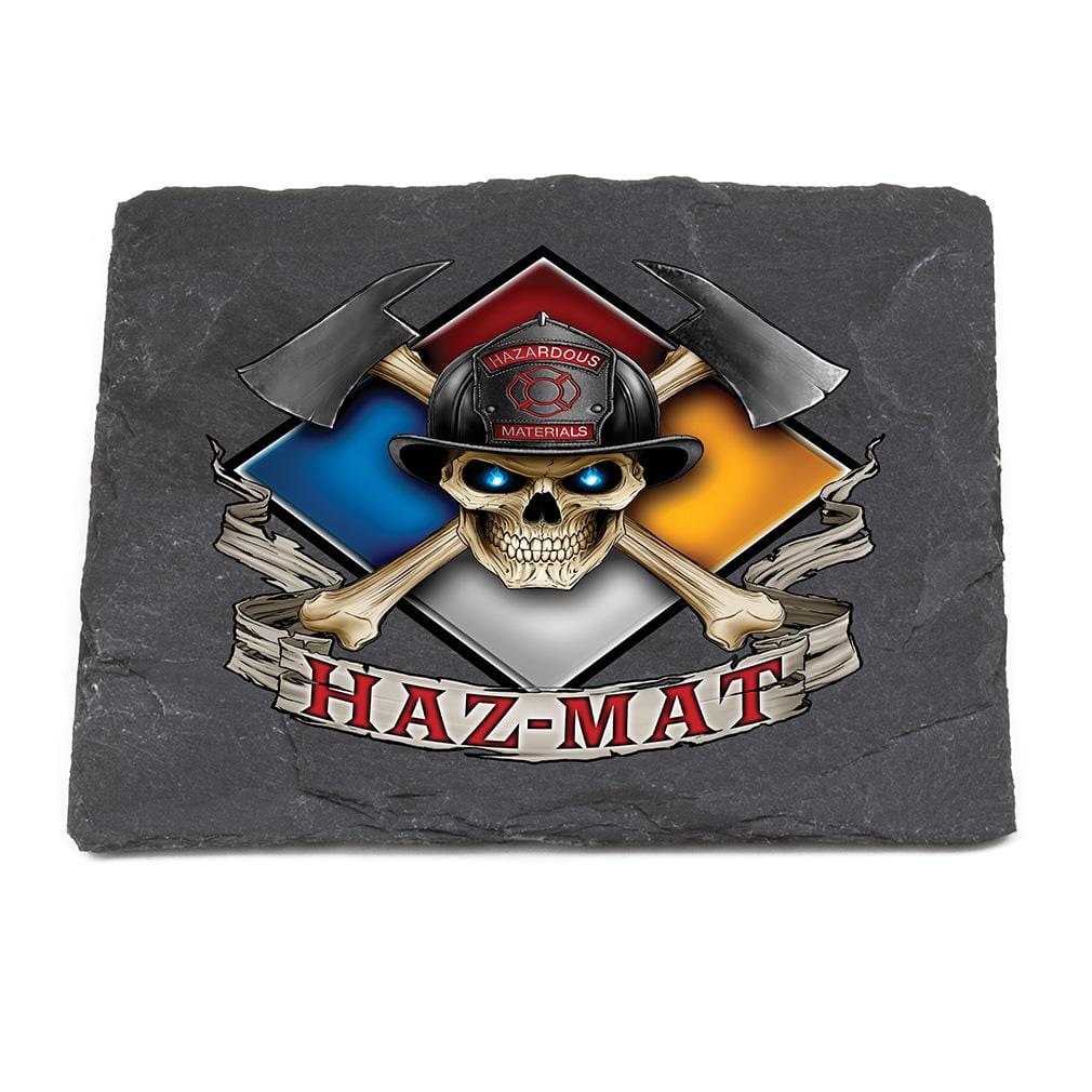 Firefighter Haz Mat Black Slate 4IN x 4IN Coasters Gift Set