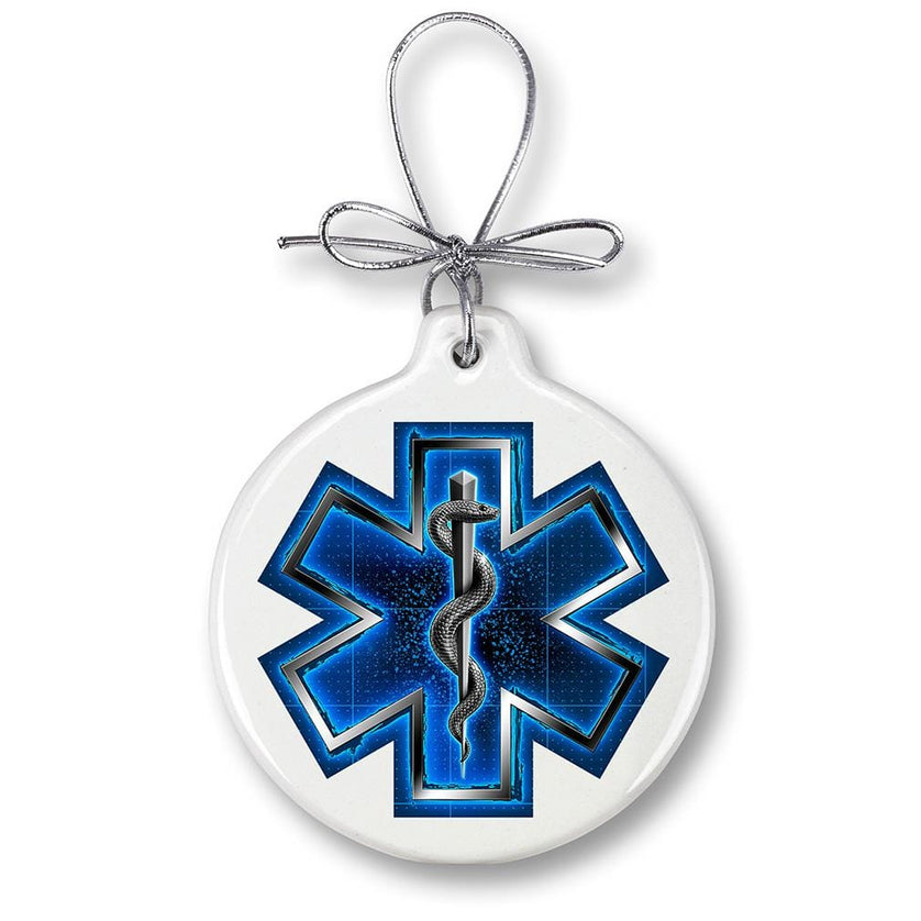 EMS On Call For Life Silver Snake Christmas Tree Ornaments