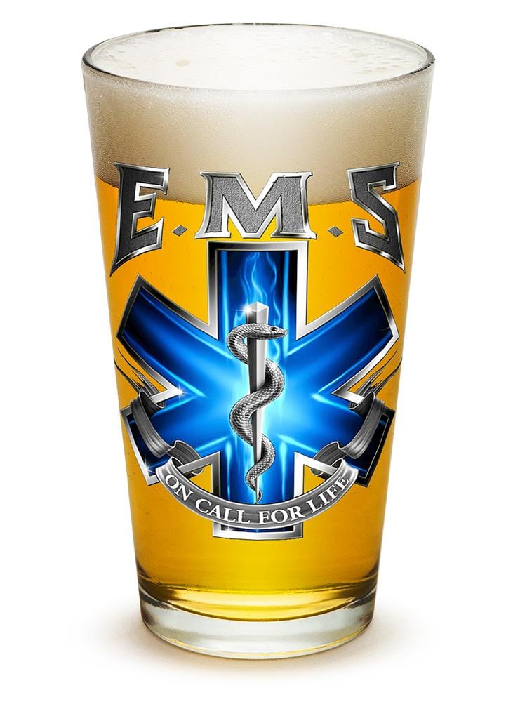 EMS On Call For Life 16oz Pint Glass Glass Set