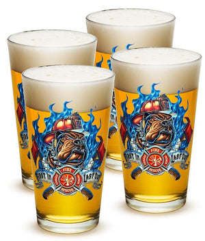 More Picture, First In Last Out Firefighter 16oz Pint Glass Glass Set