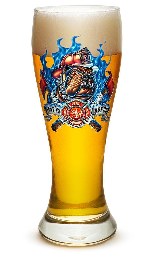 First In Last Out Firefighter 23oz Pilsner Glass Glass Set