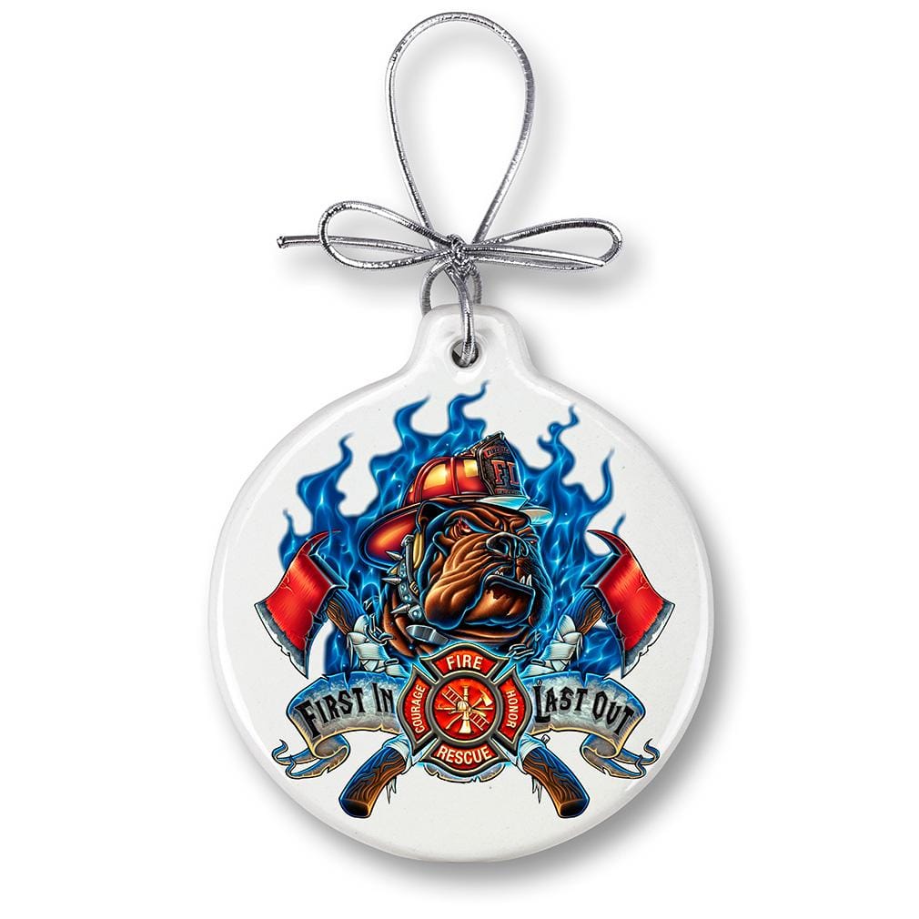 Firefighter First In Last Out Christmas Tree Ornaments