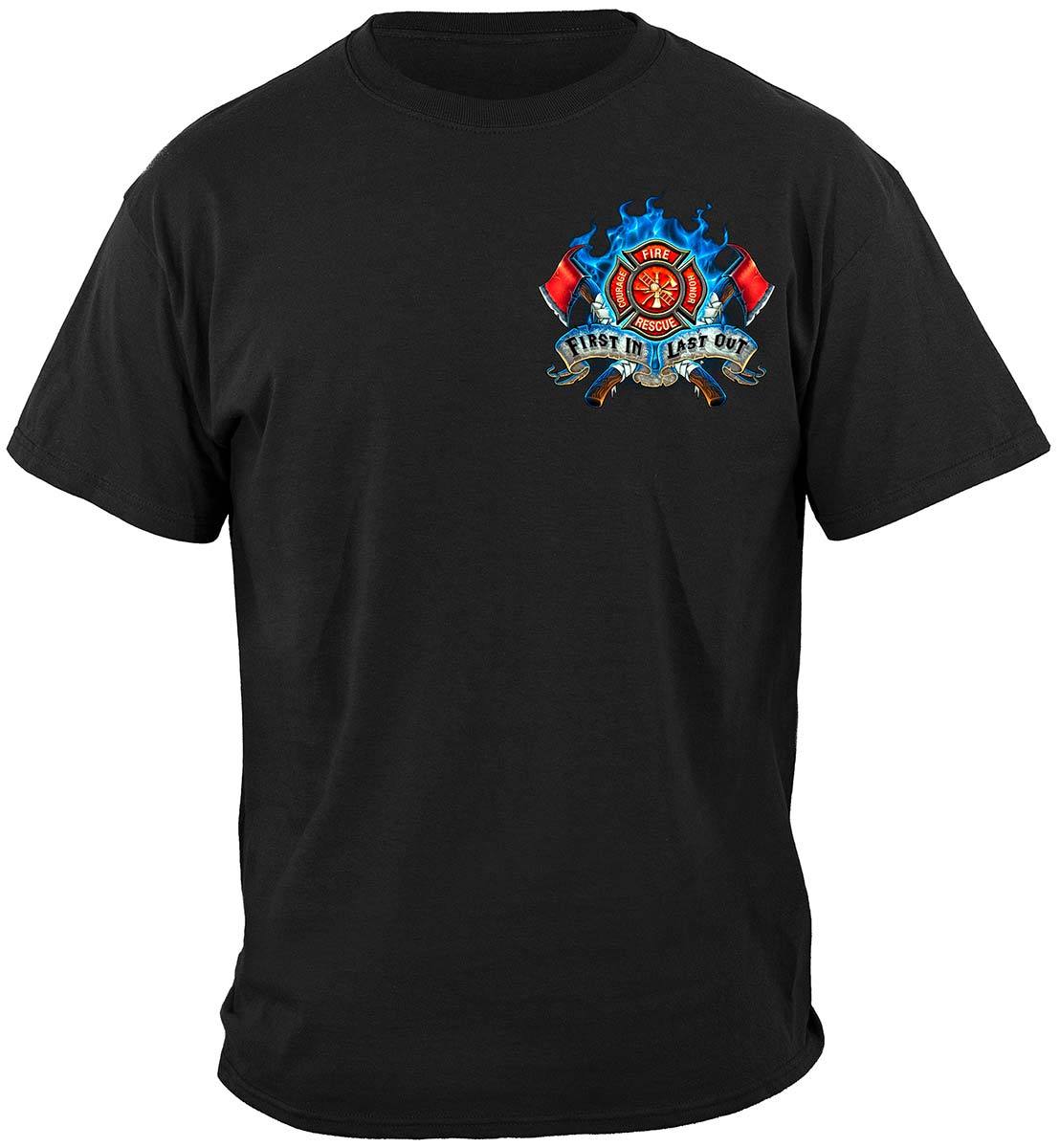 Firefighter Fire Dog First in Last Out Premium Hooded Sweat Shirt