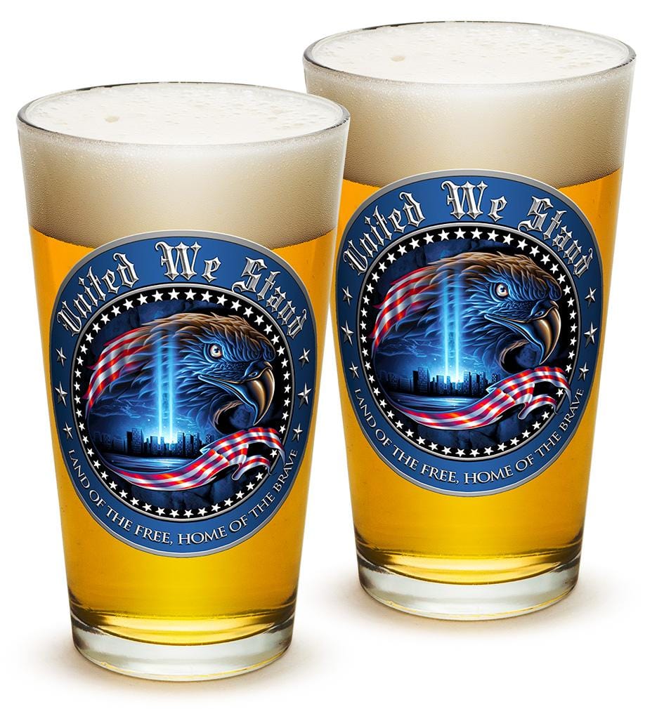 United We Stand Patriotic 23oz Pint Glass Glass Set