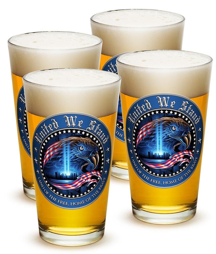 United We Stand Patriotic 23oz Pint Glass Glass Set