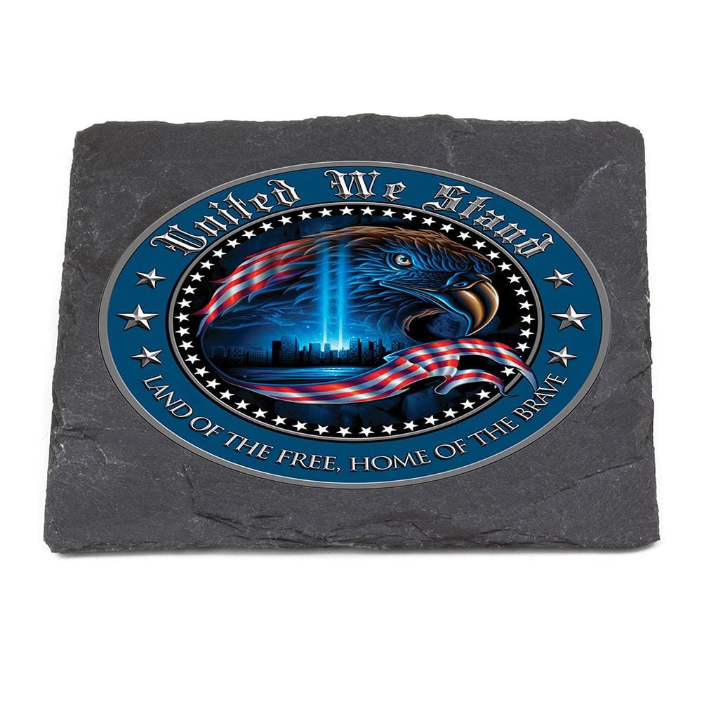 Patriotic United We Stand Black Slate 4IN x 4IN Coaster Gift Set