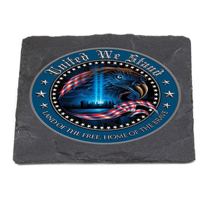 More Picture, Patriotic United We Stand Black Slate 4IN x 4IN Coaster Gift Set