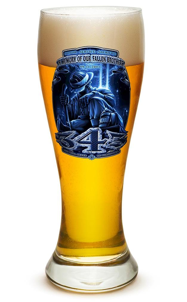 343 You Will Never Be Forgotten Firefighter 911 23oz Pilsner Glass Glass Set