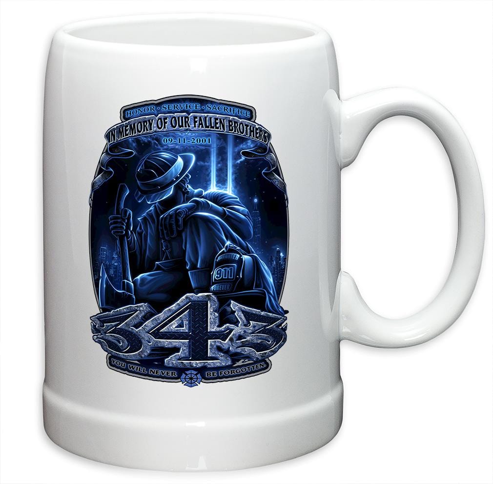 Firefighter 343 You Will Never Be Forgotten Stoneware White Coffee Mug Gift Set