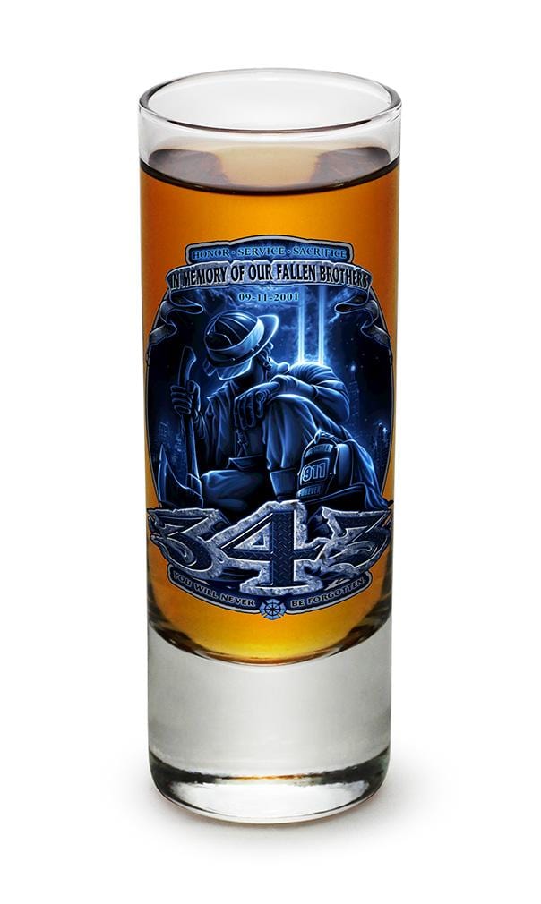 343 You Will Never Be Forgotten Firefighter 911 2oz Shooter Shot Glass Glass Set