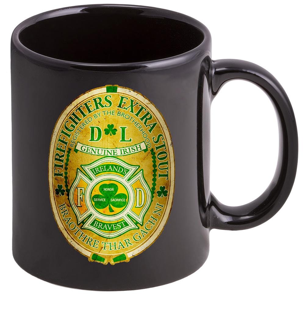 Firefighter Irelands Bravest Stoneware Black Coffee Mug Gift Set