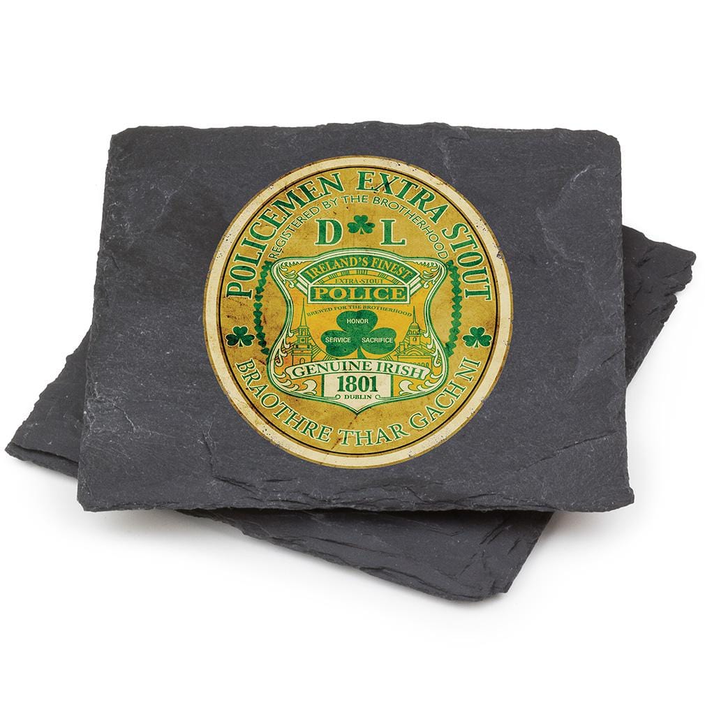 Law Enforcement Police Irelands Finest Black Slate 4IN x 4IN Coasters Gift Set
