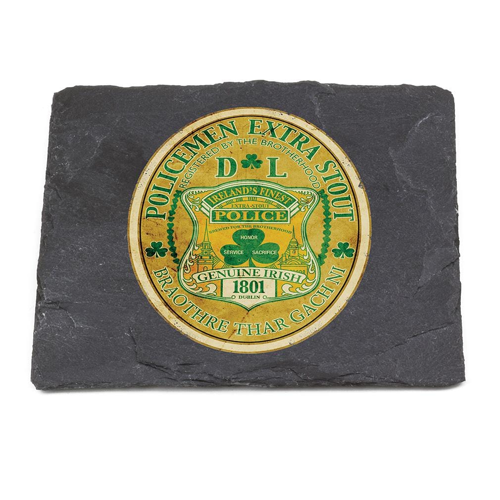 Law Enforcement Police Irelands Finest Black Slate 4IN x 4IN Coasters Gift Set