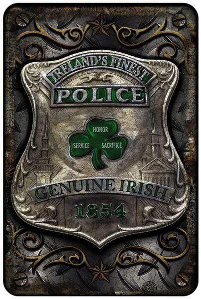 Ireland&#39;s Irish Finest Police 1854 Law Enforcement Aluminium Sign Decor