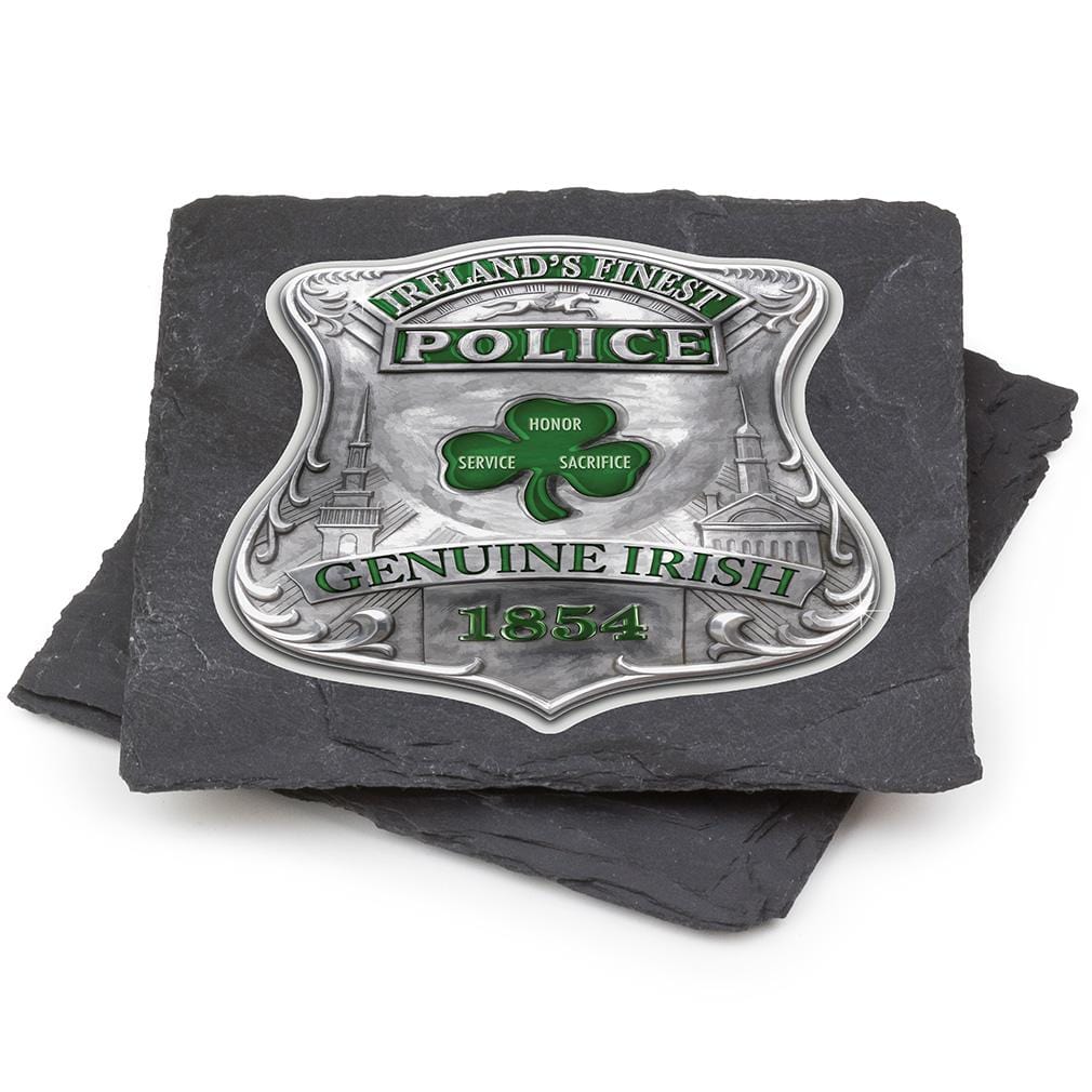 Law Enforcement Garda Ireland Finest Black Slate 4IN x 4IN Coasters Gift Set
