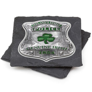 More Picture, Law Enforcement Garda Irish Ireland Finest Black Slate 4IN x 4IN Coasters Gift Set