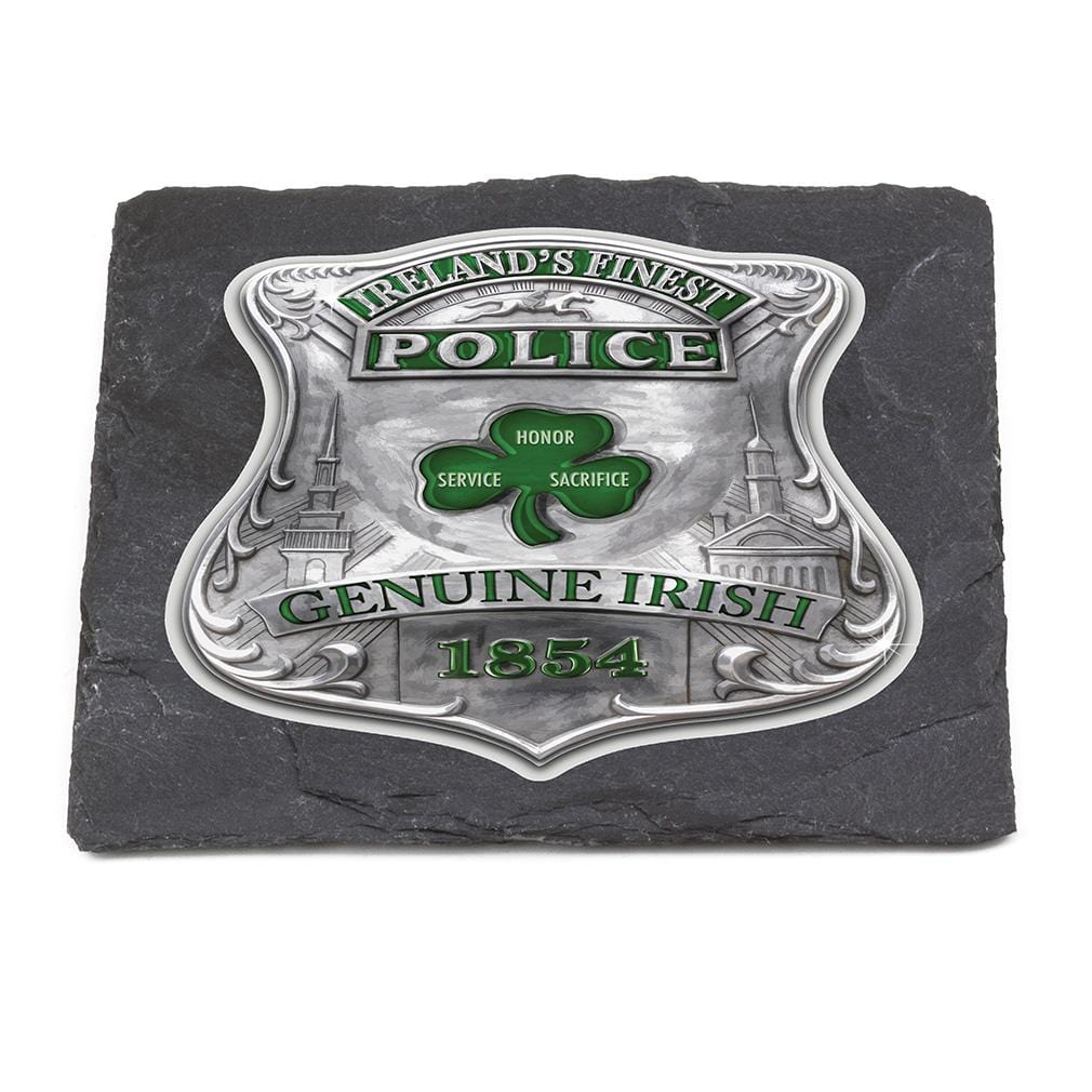 Law Enforcement Garda Ireland Finest Black Slate 4IN x 4IN Coasters Gift Set