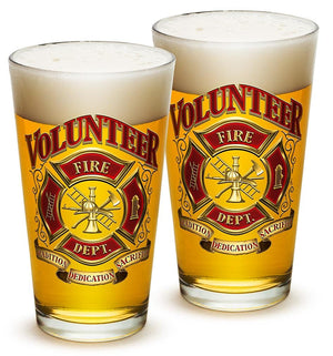 More Picture, Volunteer Firefighter 16oz Pint Glass Glass Set