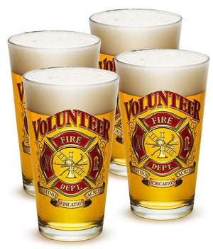 More Picture, Volunteer Firefighter 16oz Pint Glass Glass Set