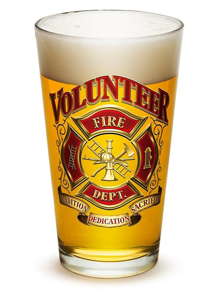 Volunteer Firefighter 16oz Pint Glass Glass Set