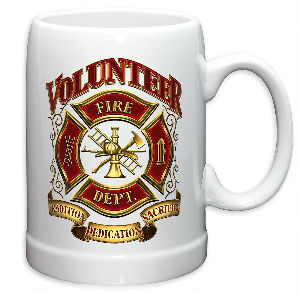 Volunteer Firefighter Stoneware White Coffee Mug Gift Set
